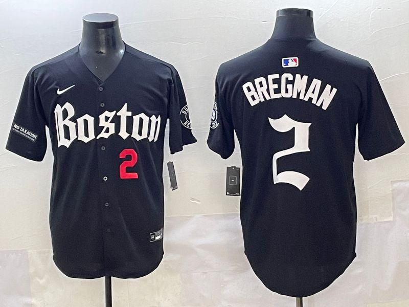 Men 2025 Boston Red Sox 2 Bregman Black Five generations Joint Name Nike MLB Jersey style 5